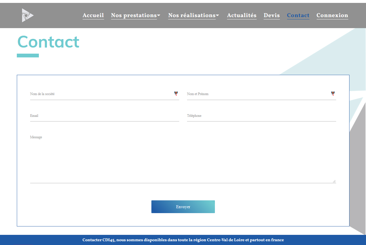 Page contact du site CDI45 après la refonte de Janvier 2021